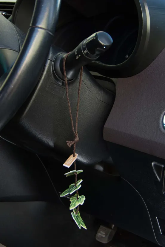 観葉植物をあしらったペーパータイプで車内に心地よい香りが広がる【目利き百選】062（吊り下げ芳香）