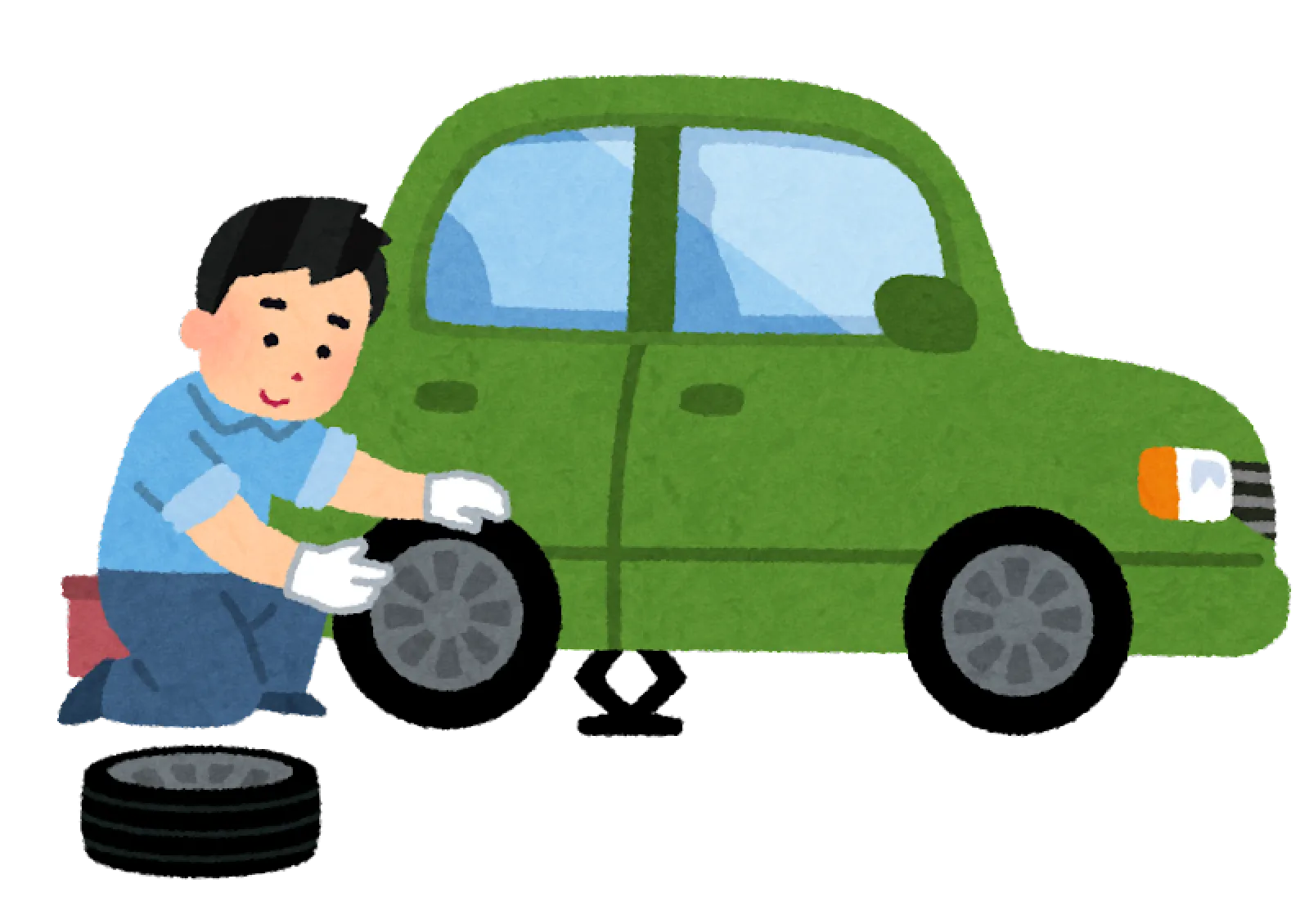 タイヤは定期的に交換しなければならないもの。数年おきに4本揃えると結構なお値段になりますよね。
できるだけタイヤを長持ちさせたい！ということで、長持ちさせる秘訣を調べてみました。

➀タイヤの空気圧は適正値を保つようにする
月に一度は空気圧をチェックして、常に指定空気圧を維持させましょう。

②無駄な荷物を積まない
タイヤへの負荷が大きければその分タイヤの摩耗も進むので、使わない荷物は積みっぱなしにせず、できるだけ軽い状態で走った方がタイヤは長持ちします。

③すえ切りや、必要な急発進、急ブレーキは極力減らす
急な操作をすると、タイヤの摩耗・痛みは早くなるので、スムーズな運転を心がけ、適正なスピードで走るのがタイヤに優しい運転です。

④定期的なローテーションを行う

◇ローテーションの効果は・・・
⑴変摩耗(片減り)の防止
⑵ライフ(寿命)のUP
⑶タイヤ疲労度の均一化
◇ローテーションのポイント
⓵フロント(前輪)タイヤとリア(後輪)タイヤの交換をする
⓶タイヤローテーションは、約5,000km走行時を目安にする
⓷FF車は早めにローテーションを実施する
⓸摩耗初期のローテーションは、変摩耗防止に効果あり!

⑤洗車時は水洗いオンリー
タイヤにはゴムのひび割れを防ぐ老化防止剤が含まれています。洗剤やタイヤワックスを使うと、老化防止剤まで落としてしまう可能性があるので、汚れは水とブラシで落とすようにしましょう。

⑥保管場所の工夫
タイヤは直射日光に当たらない場所に保管しましょう。

⑦車止めに当たるように車をとめない
私はつい車止めに直接タイヤが当たるように駐車してしまうのですが、あまりよくないようです。車止めに当たらないよう、少しだけタイヤと距離を離して駐車すると摩擦が減りタイヤが長持ちするそうです。

物価が値上げしている今、小さなことの積み重ねで節約していきたいですね！