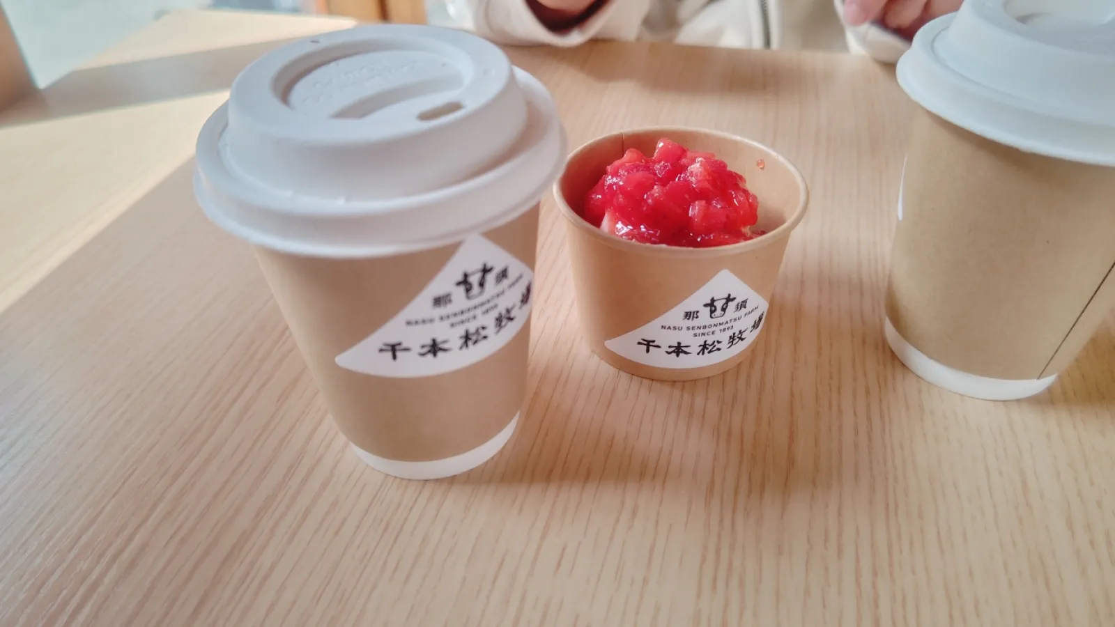 今日は結婚記念日で、行きつけの南会津の宿に旅行です。
途中、いつも通り千本松牧場に寄り道。
今日はホットミルクと苺ソースのヨーグルトを注文。

ヨーグルトは一瞬アイスクリーム出されたのかなという感じのしっかりした見た目でしたが、ちゃんとヨーグルトでした🐮