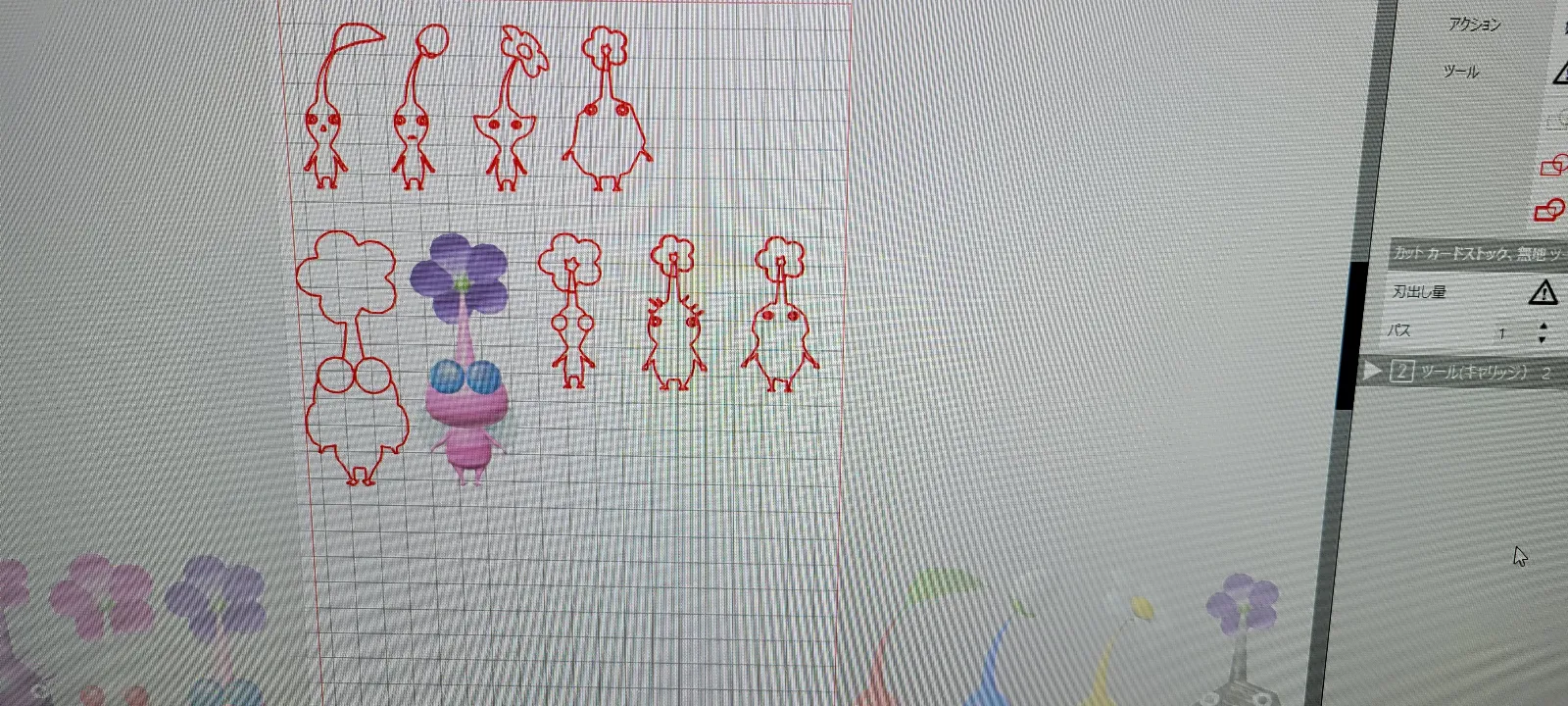 ＰＣのＯＳに対応していないのでシルエットスタジオを使っていますが、ＰＮＧ形式を挿入するだけで外枠のアウトラインがすでに存在しているのは楽だよな。

少し手を加えたらすぐ完成。

ただし、画像そのままのものが出来るので拡大していくと解像度がわかります。