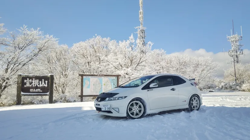 室根山雪ドライブ