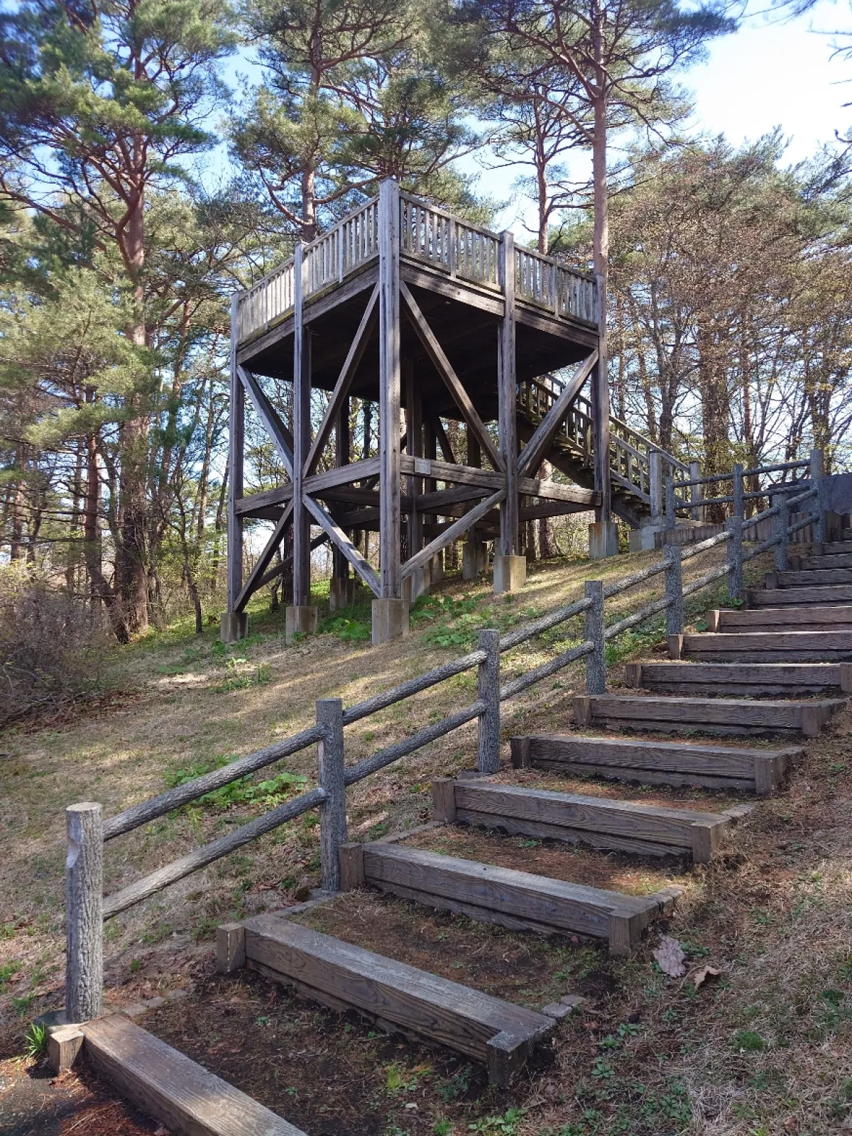 岩手山の南側、焼走り溶岩流　自然散策路にあり展望台。
岩手山と溶岩流の跡が一望できます。
