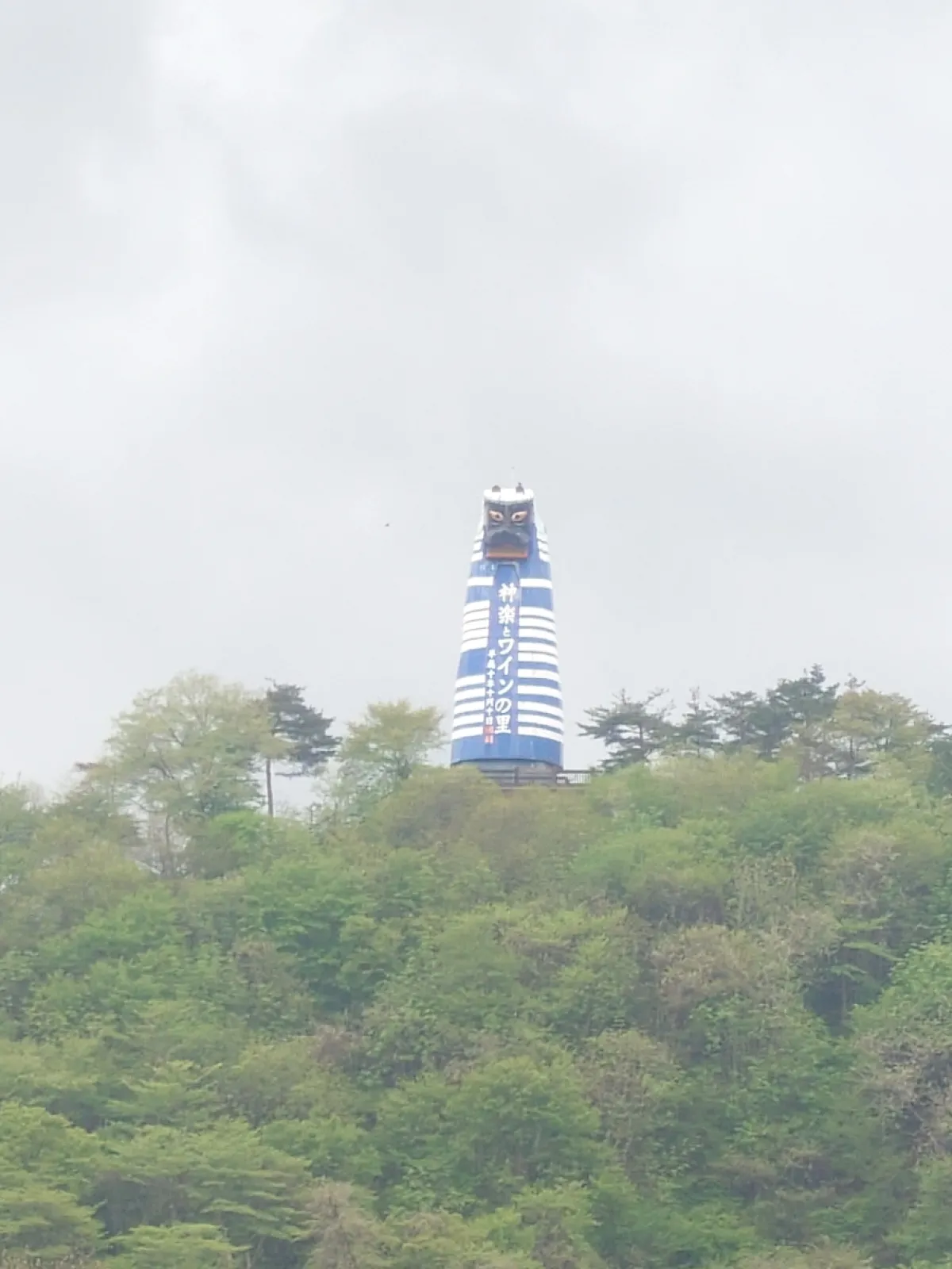 麓の市街地から見上げた展望台