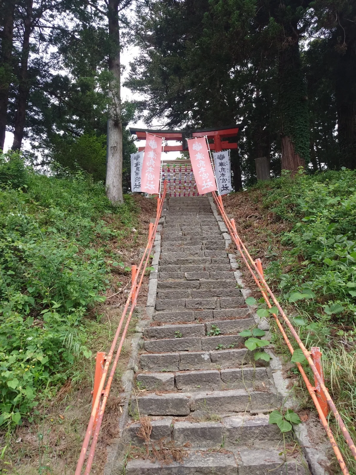 宮城県登米市の長沼フートピアトヨテツの丘公園のオランダ風車の隣にある神社です。