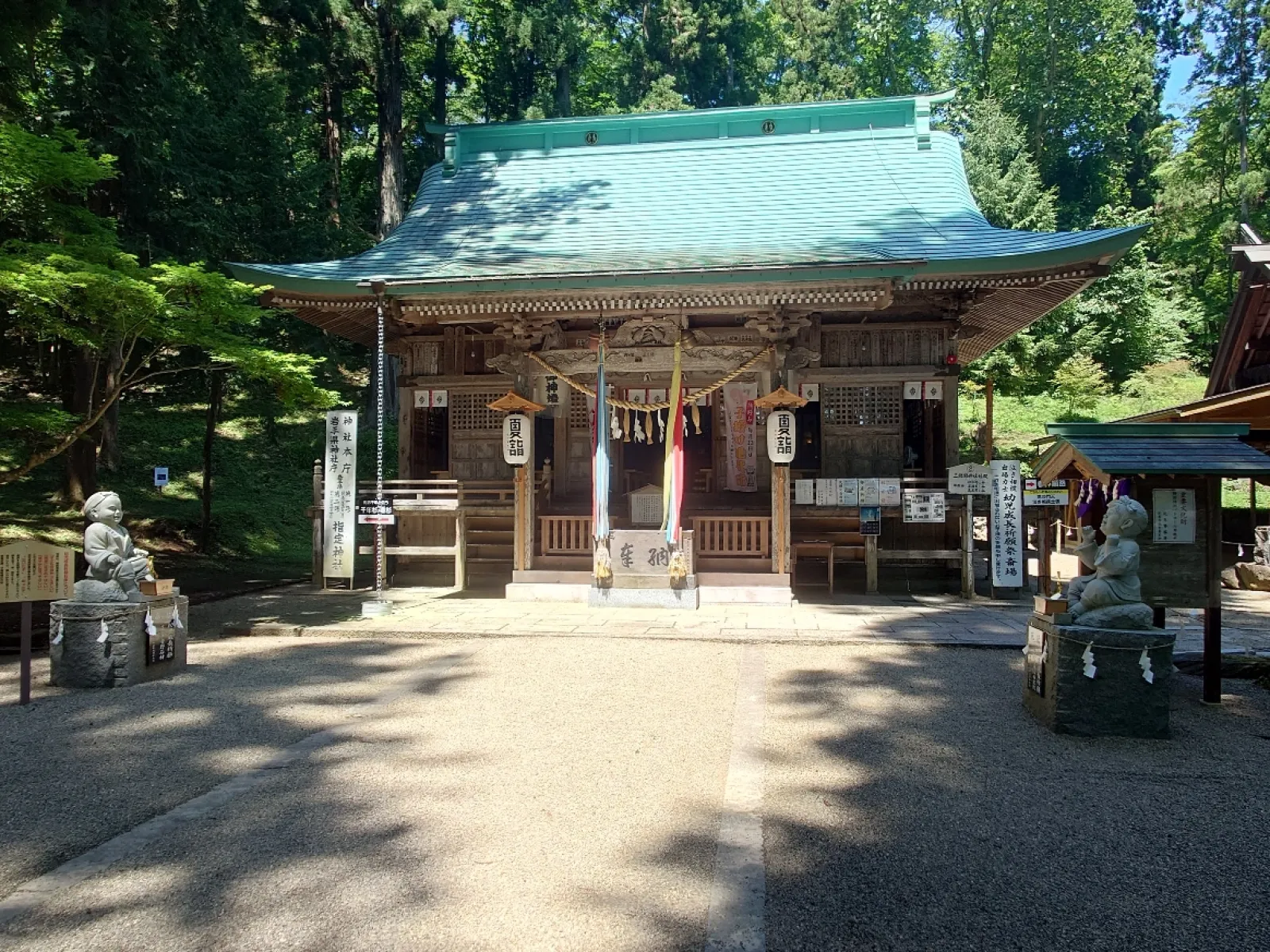 三熊野神社の拝殿です。右手奥側に赤ちゃん泣き相撲の土俵がありました。
毘沙門堂の中に文化財の日本最大級の毘沙門天像が安置されています。
拝観料は¥３００円です。
内部は撮影禁止でした。