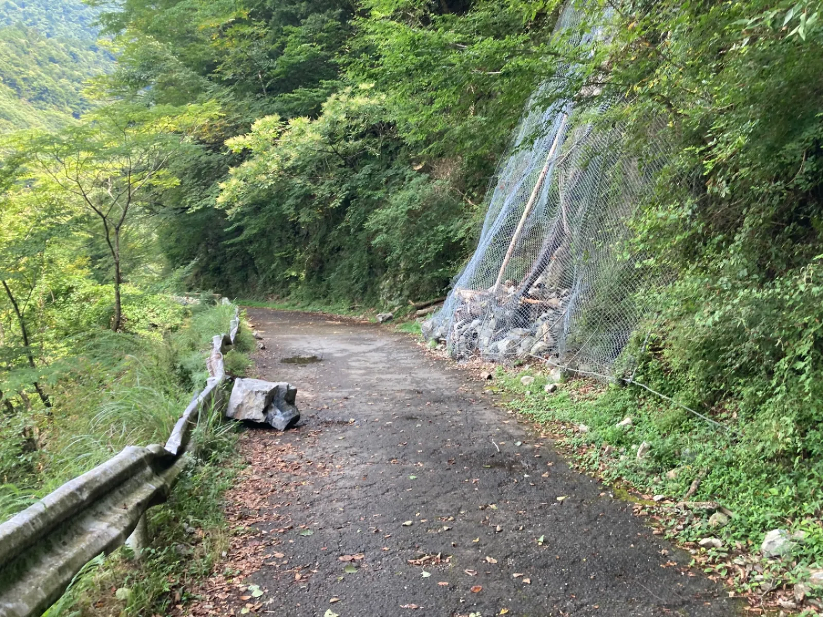 ３０４段の急な階段を登って、帰路経路で戻っていきます。かなりあちこちに落石があって、
もちろん音に注意して戻りました。

ガードレールがかなりボコボコ。ボコボコで足りない表示の場所もありますから、注意しましょう。

NBは帰りもフルオープン。帰りも絶好調！
NBも故障せずに戻って来れました。
よかった。よかった。


ではまた。