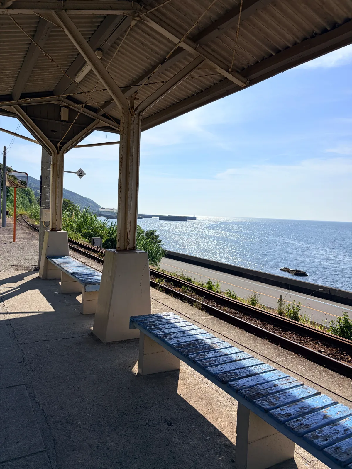 下灘駅からの海がキラキラして綺麗