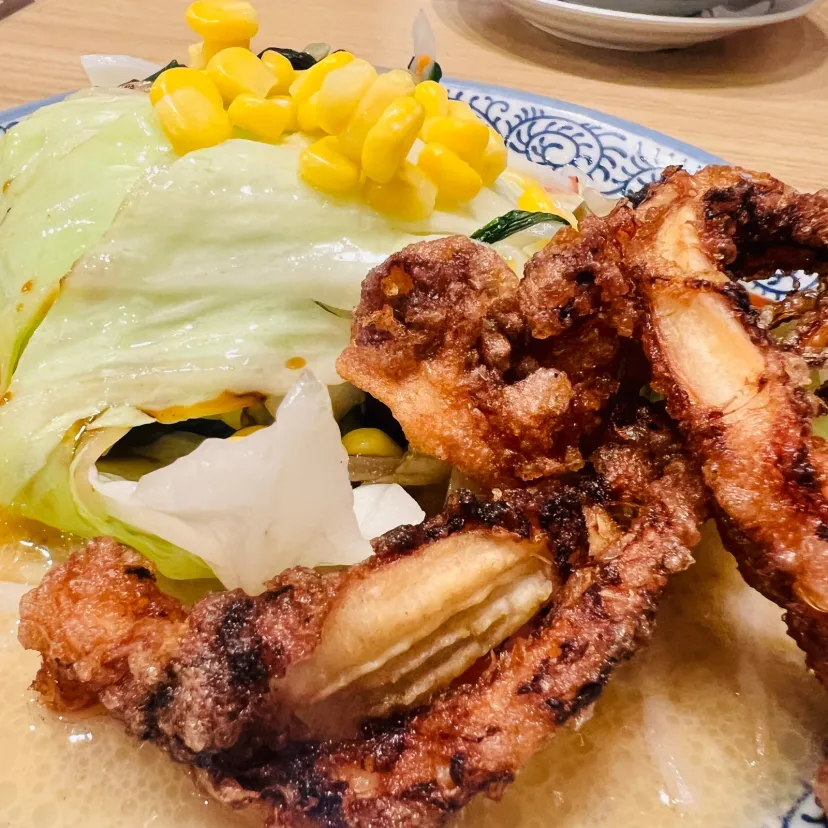 大ゲソ唐入山盛り野菜ちゃんぽん