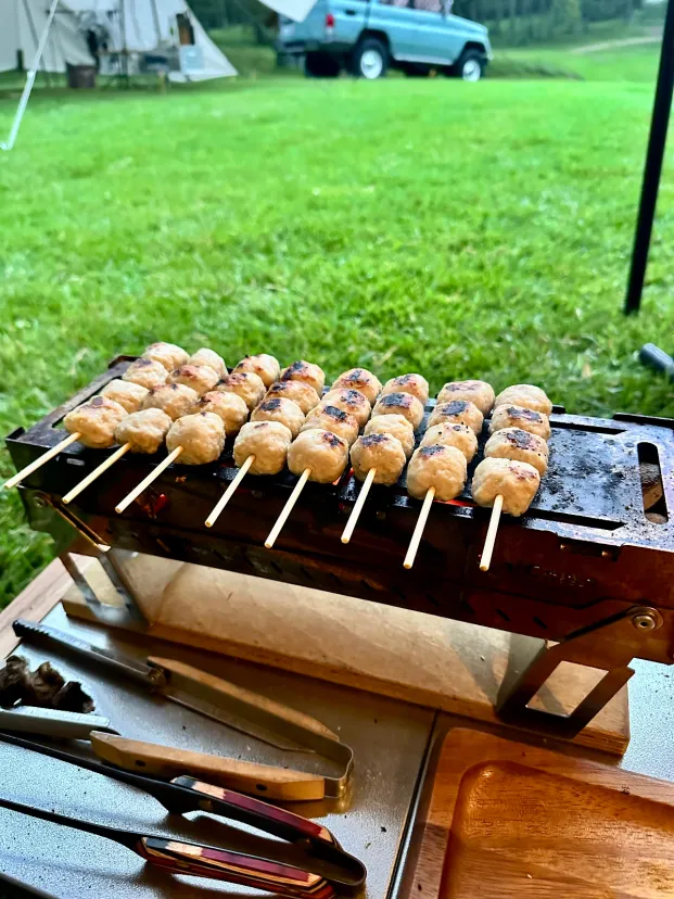キャンプで焼き鳥