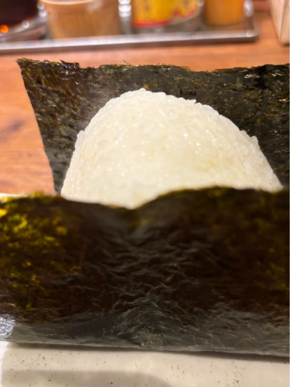 佐賀の海苔を使った大きいおにぎり🍙
濃いスープに合う！