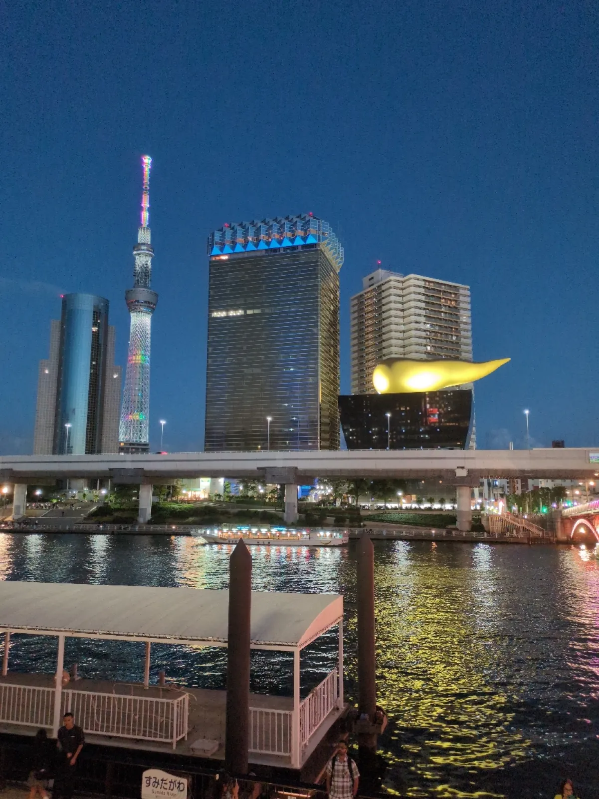 浅草の吾妻橋から見たスカイツリーです。右側のビルはアサヒビールで、ビールの泡を表現していたと思う