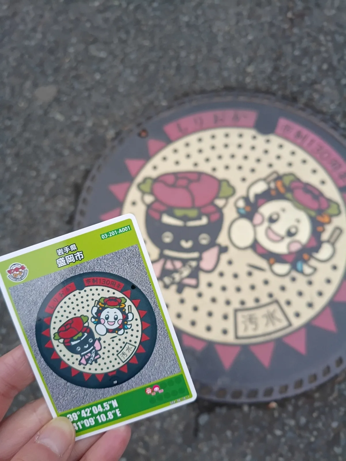 盛岡市制施行130年記念デザインです。

マンホールカードを探して歩けば、自然と市内観光も楽しめるというからくりです。
