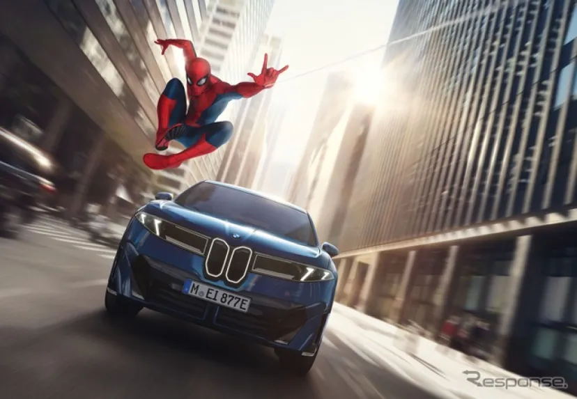 BMW『iX3』新型、映画『スパイダーマン』最新作と連動…デジタル外装と車内アニメ配信で