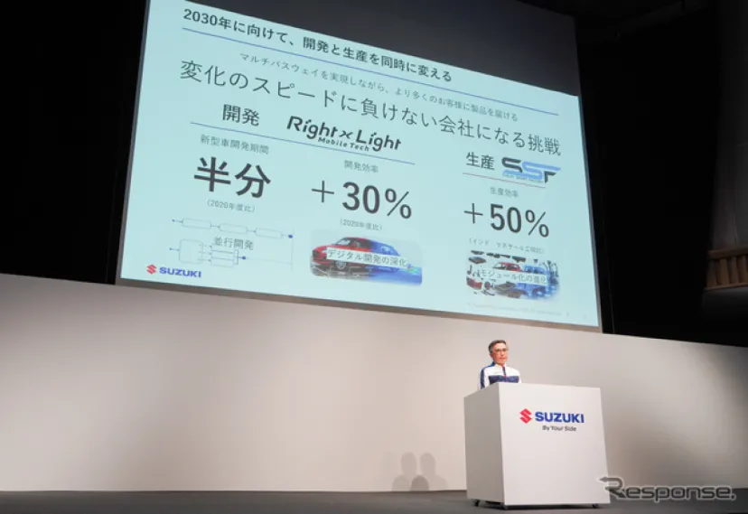 スズキ、新車開発期間を「半分」に、開発効率30％向上…鈴木社長「変化のスピードに負けない会社になる」