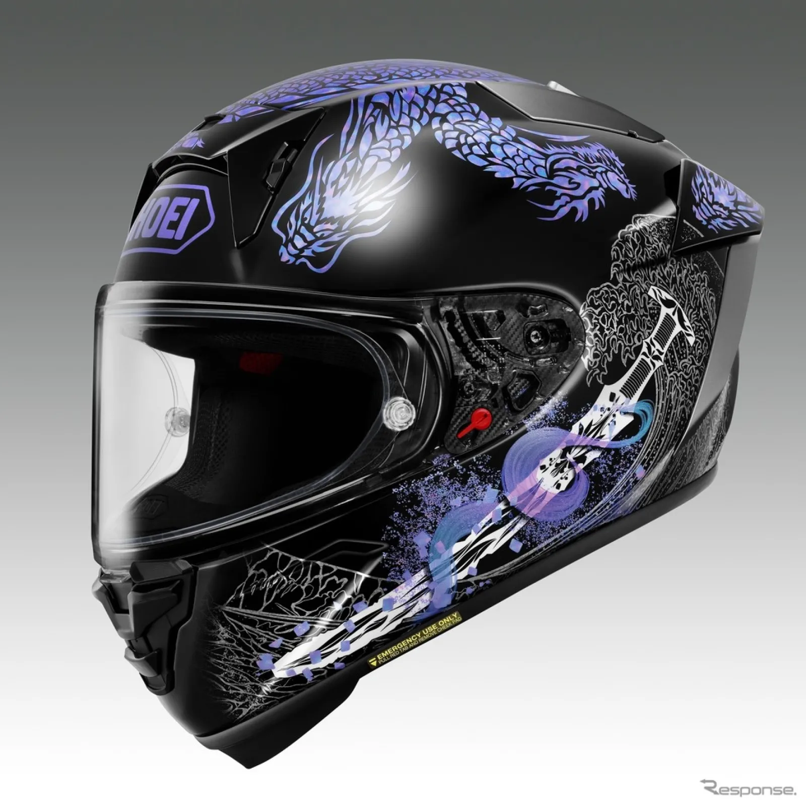 SHOEI フルフェイスヘルメット 青黒 大蛇たちが乱舞！ SHOEIのフルフェイス『X-Fifteen オロチ』にブラック
