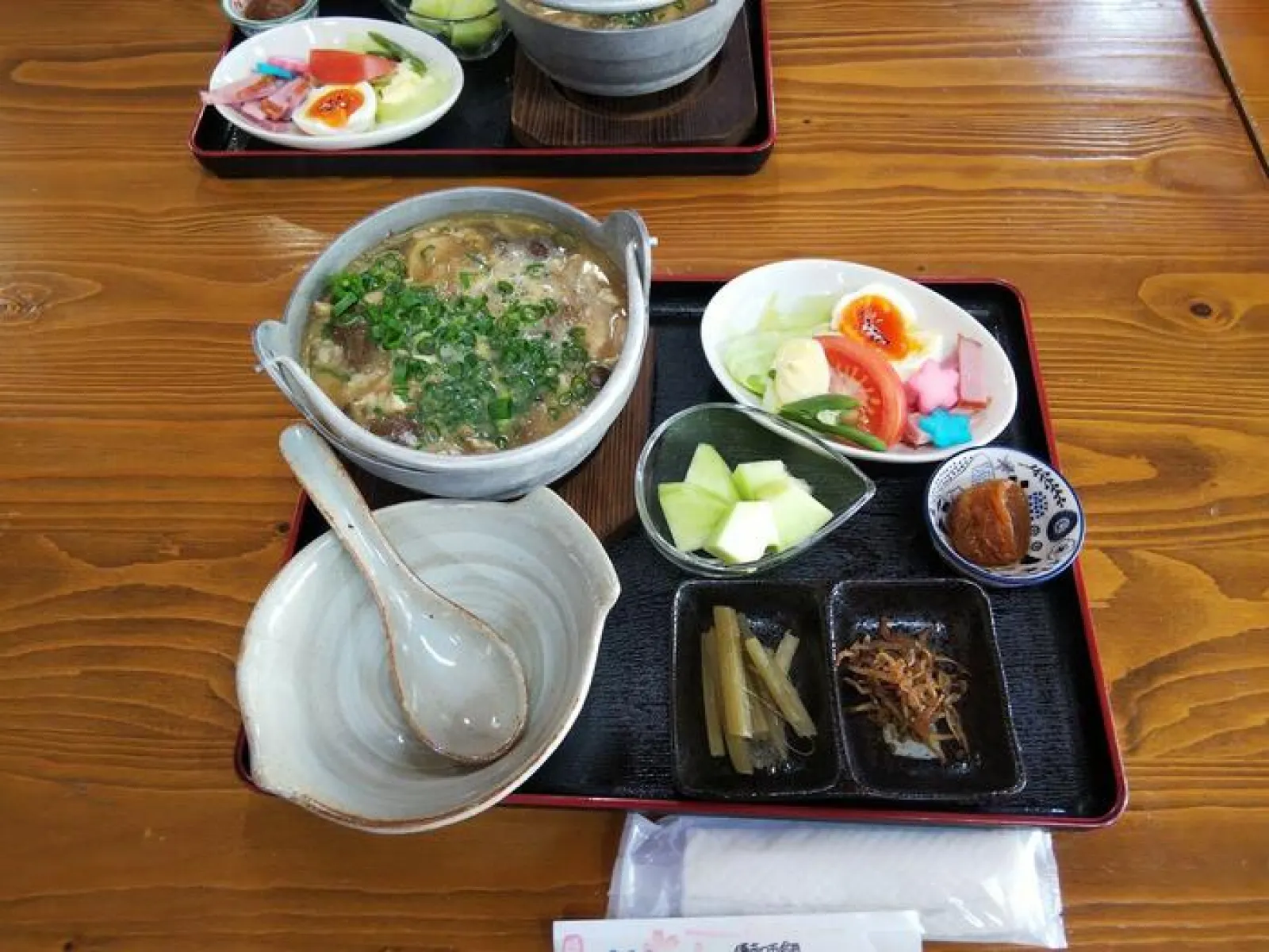 きのこがたっぷり入った雑炊の朝食