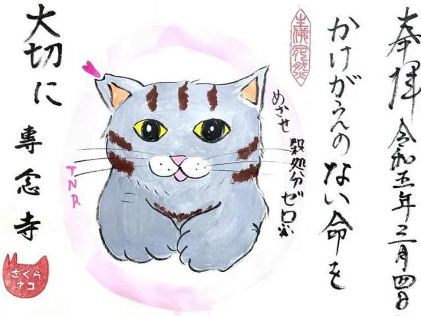 ねこ御朱印で殺処分ゼロを目指す専念寺|大阪
