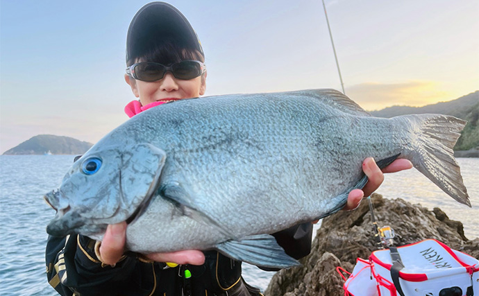 磯フカセ釣りで48cmクロ（メジナ）が浮上！【大分】好ゲストにシマアジ