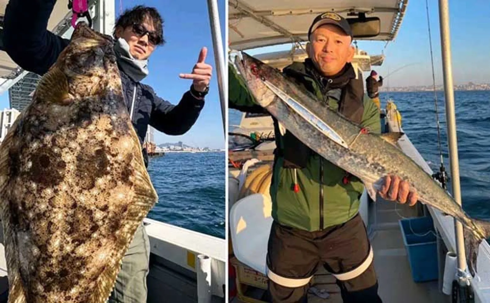 関西エリアの【船釣り特選釣果】ノマセ便で良型ヒラメ＆大型サワラが