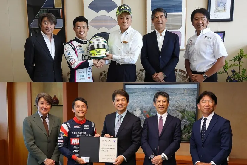 スーパーフォーミュラもてぎ大会をPRすべく、栃木県出身の山本尚貴＆茨城県出身の野尻智紀が地元県庁を訪問。知事からは近藤真彦JRP会長への期待感も