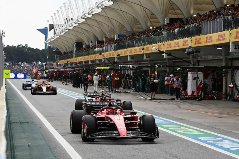 ルクレール、スタート前にクラッシュの不運！　F1サンパウロGPは1周目クラッシュで赤旗中断の波乱の展開に