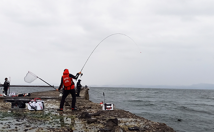 久里浜の東電防波堤でのフカセ釣り大会で良型クロダイが続々顔出し