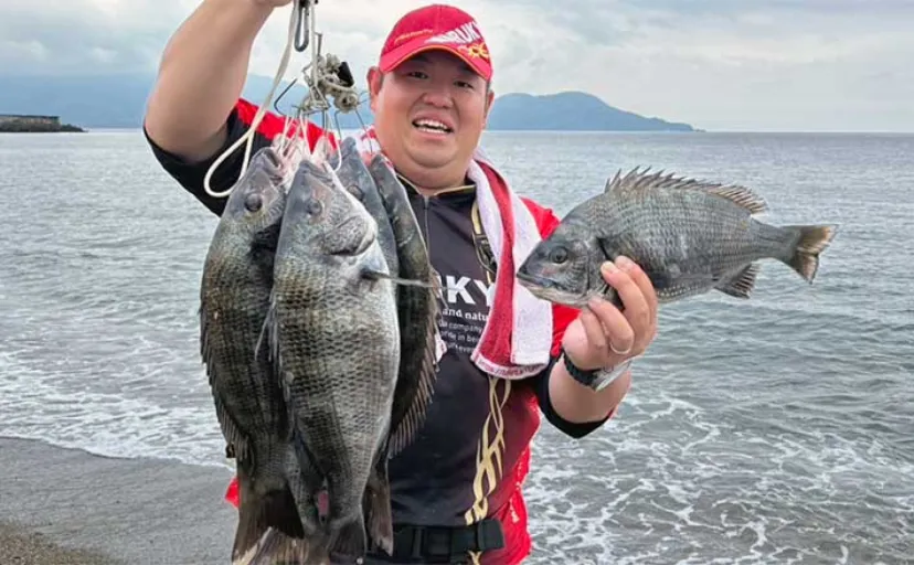沼津サーフでのフカセ釣りで48cm筆頭にクロダイ9尾と快釣【静岡】