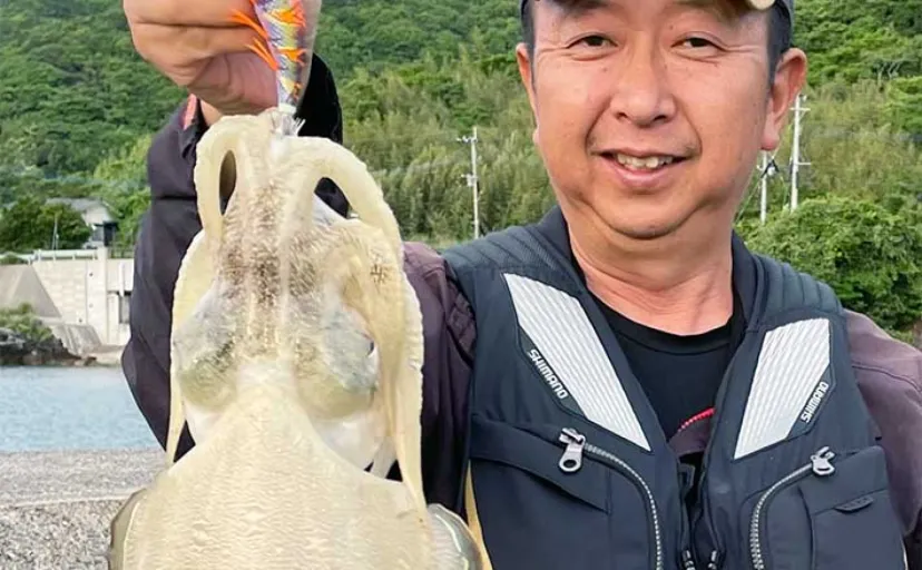 久志漁港でのエギング釣行で2kg級モンゴウイカ手中【鹿児島】アオリは不発