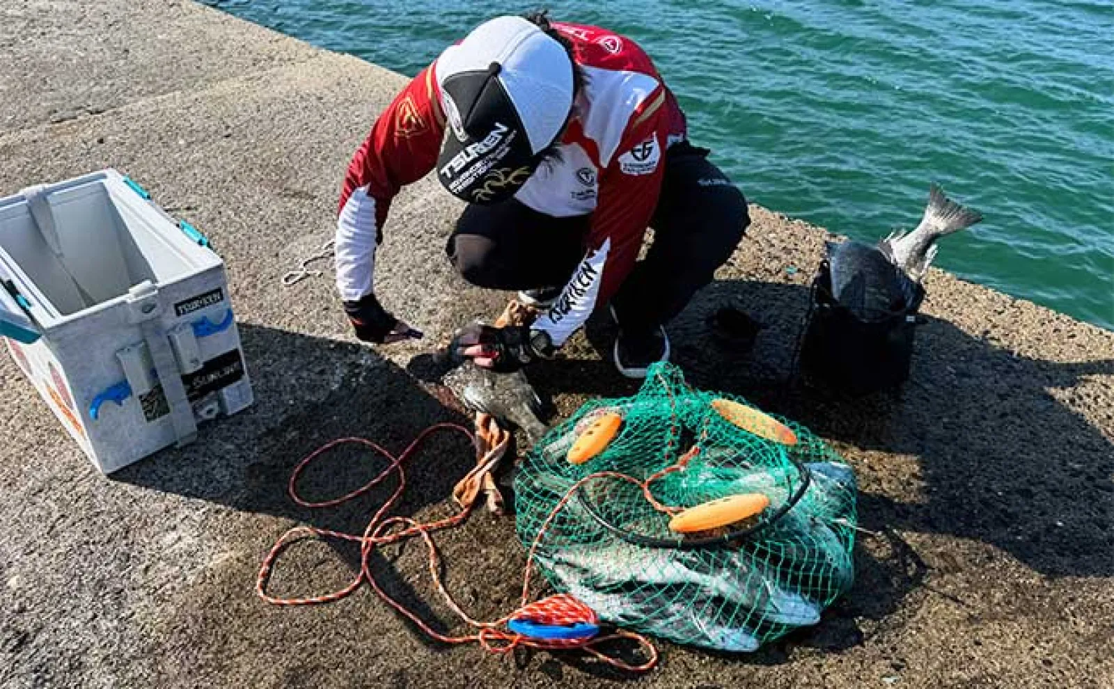 波止フカセ釣りで54cm頭に50cm超え「年無し」チヌ3連発!【長崎・釜田漁港】