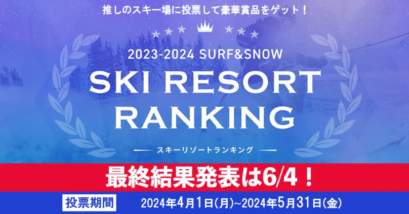 2023-2024 SURF&SNOW SKI RESORT ランキング第五回中間結果発表！